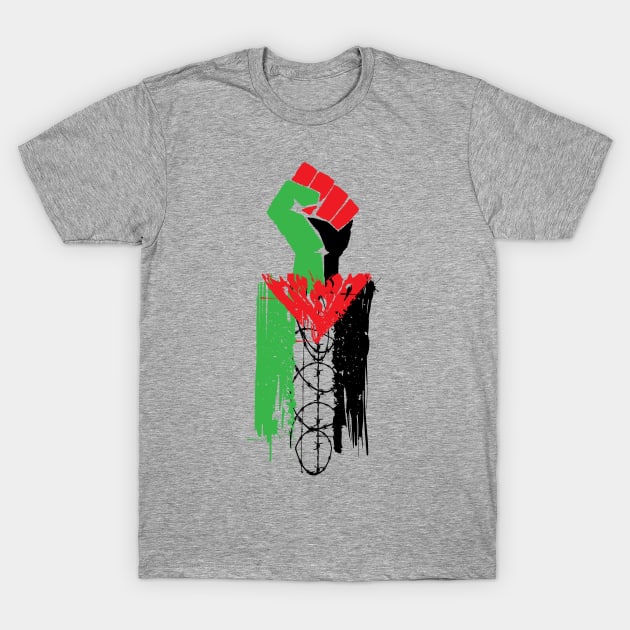 Palestinian Resistance - Free Palestine, Human Rights, Raised Fist, Anti Colonial, Anti Imperialist T-Shirt by SpaceDogLaika